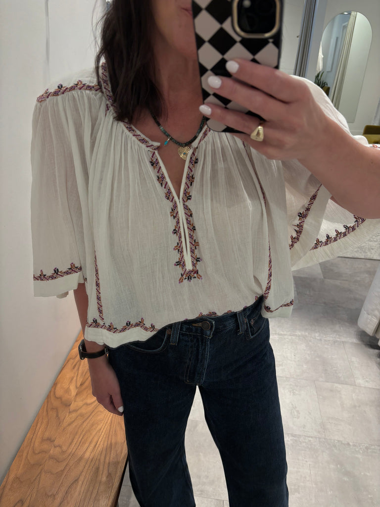 Felicity Top in Ecru/Ochre