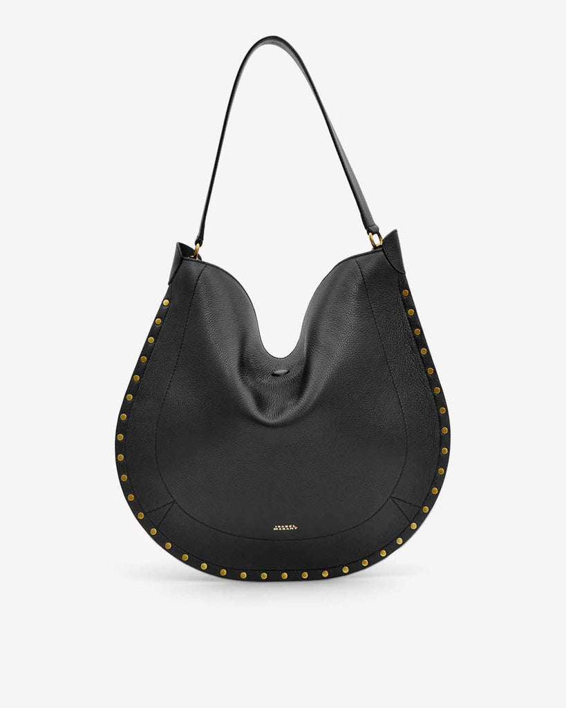 Oskan Hobo Soft Bag in Grained Leather in Black
