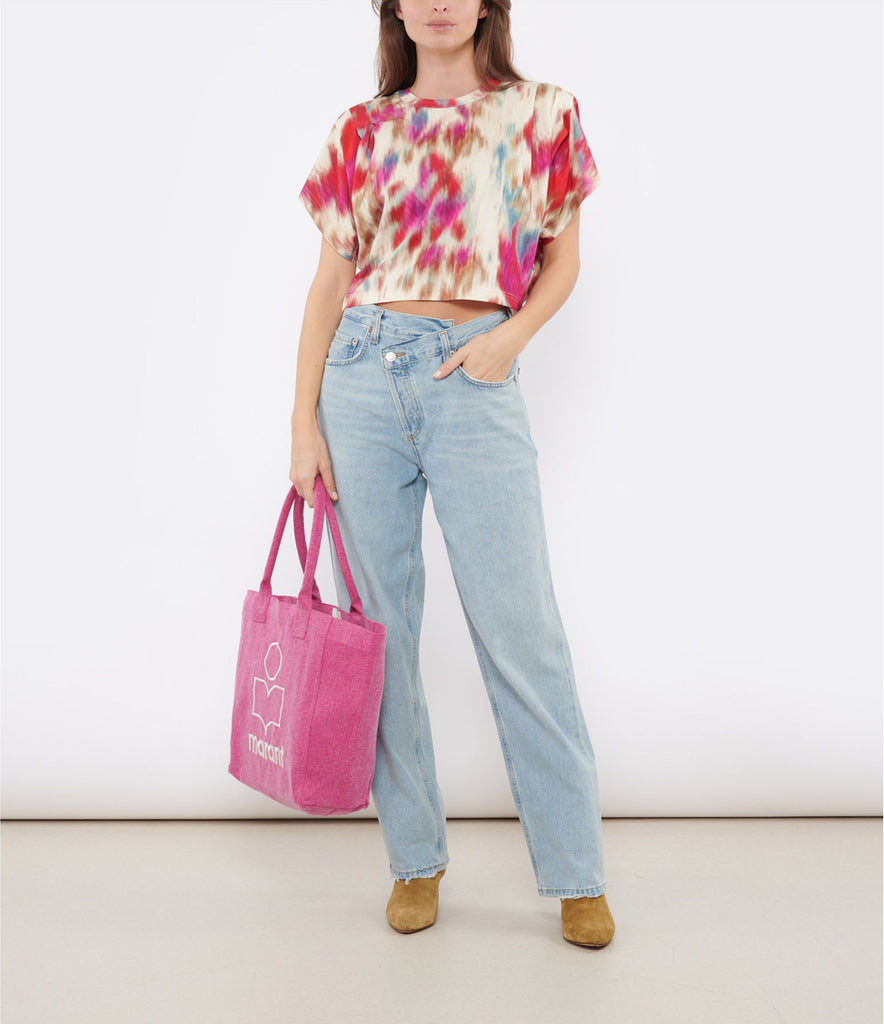 Zilia Tee Shirt in Beige/Raspberry