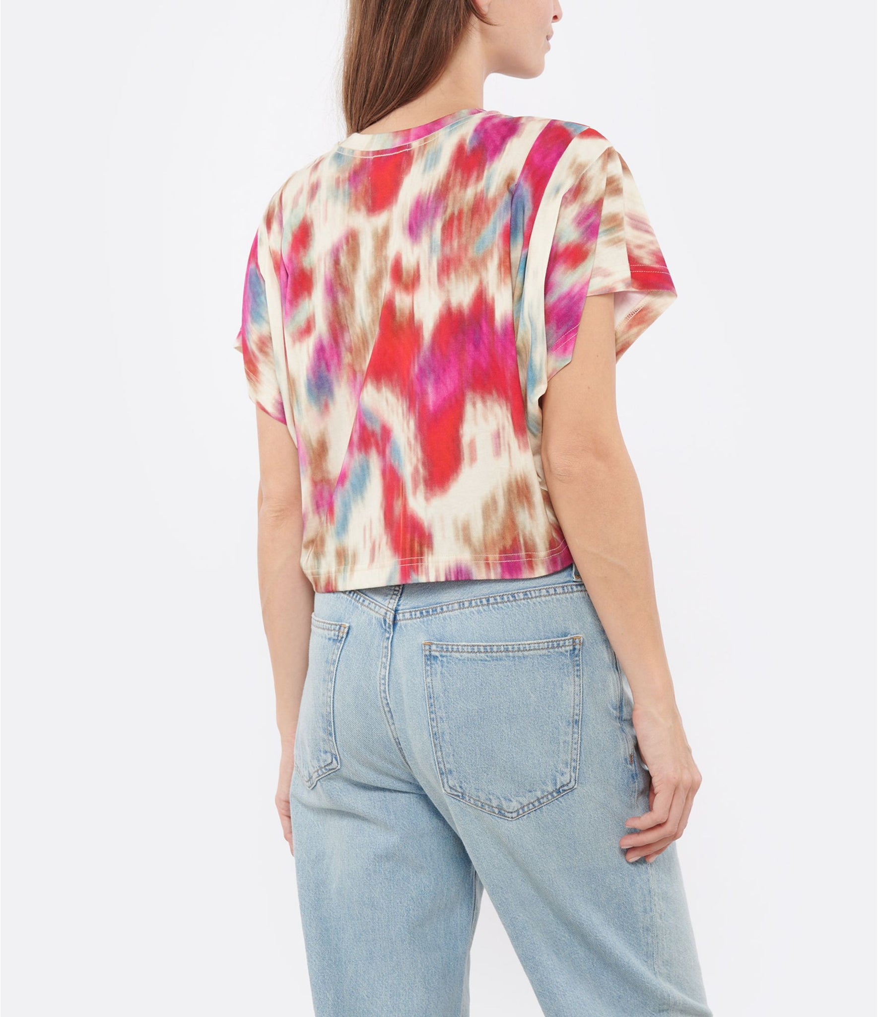 Zilia Tee Shirt in Beige/Raspberry