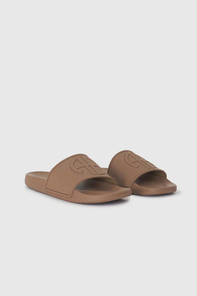 Anine Bing Isla Slides in Camel Monogram