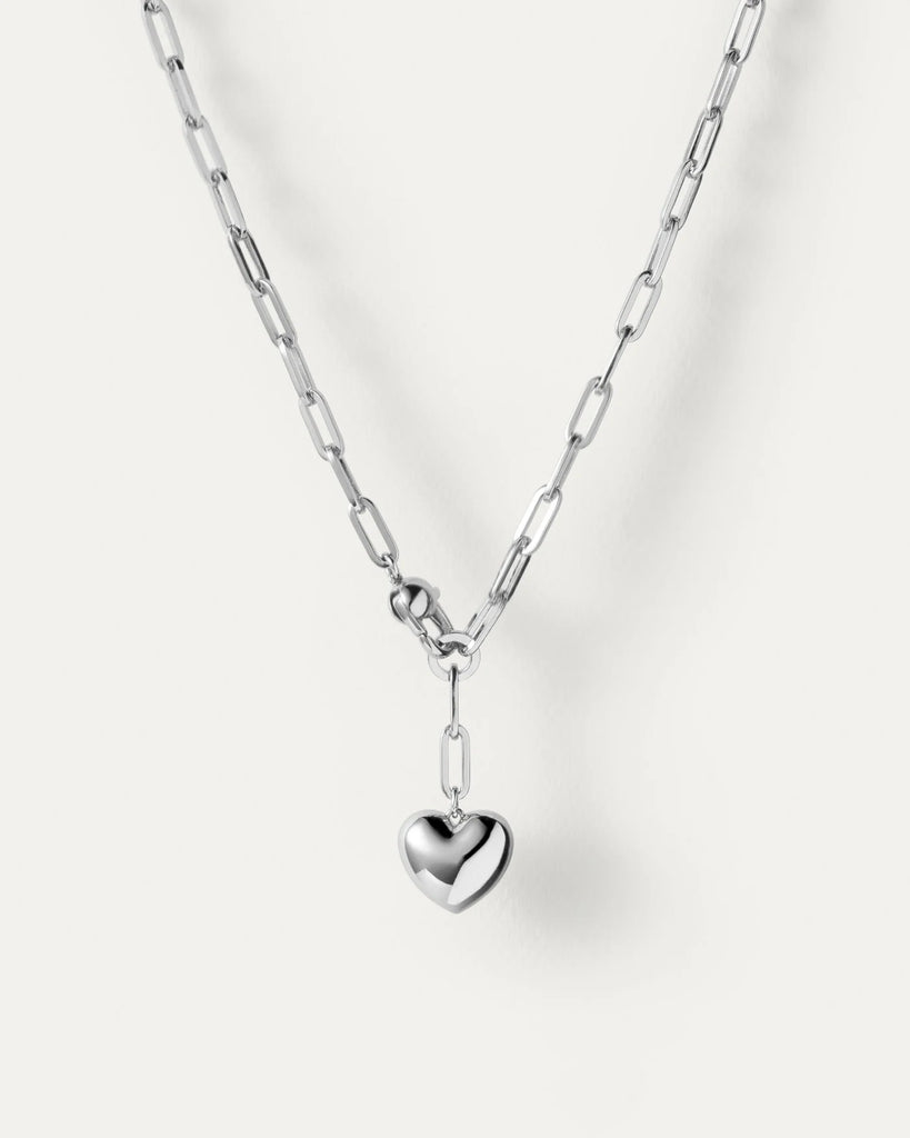 Puffy Heart Chain in Silver