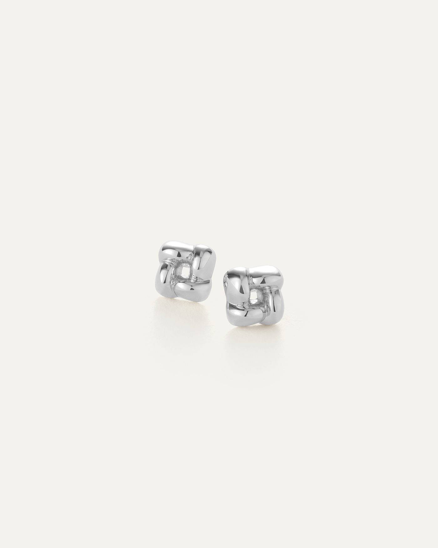 Mini Woven Square Earrings in Silver