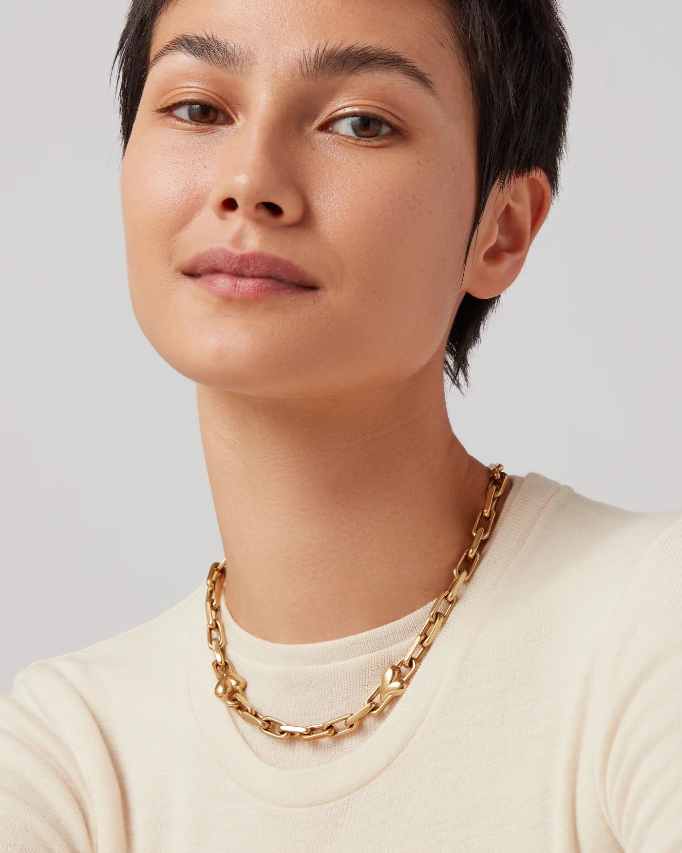 Art Heart Chain Necklace in Gold