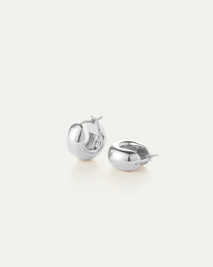 Mini Tome Hoop Earrings in Silver