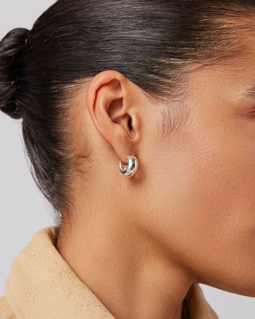 Mini Tome Hoop Earrings in Silver