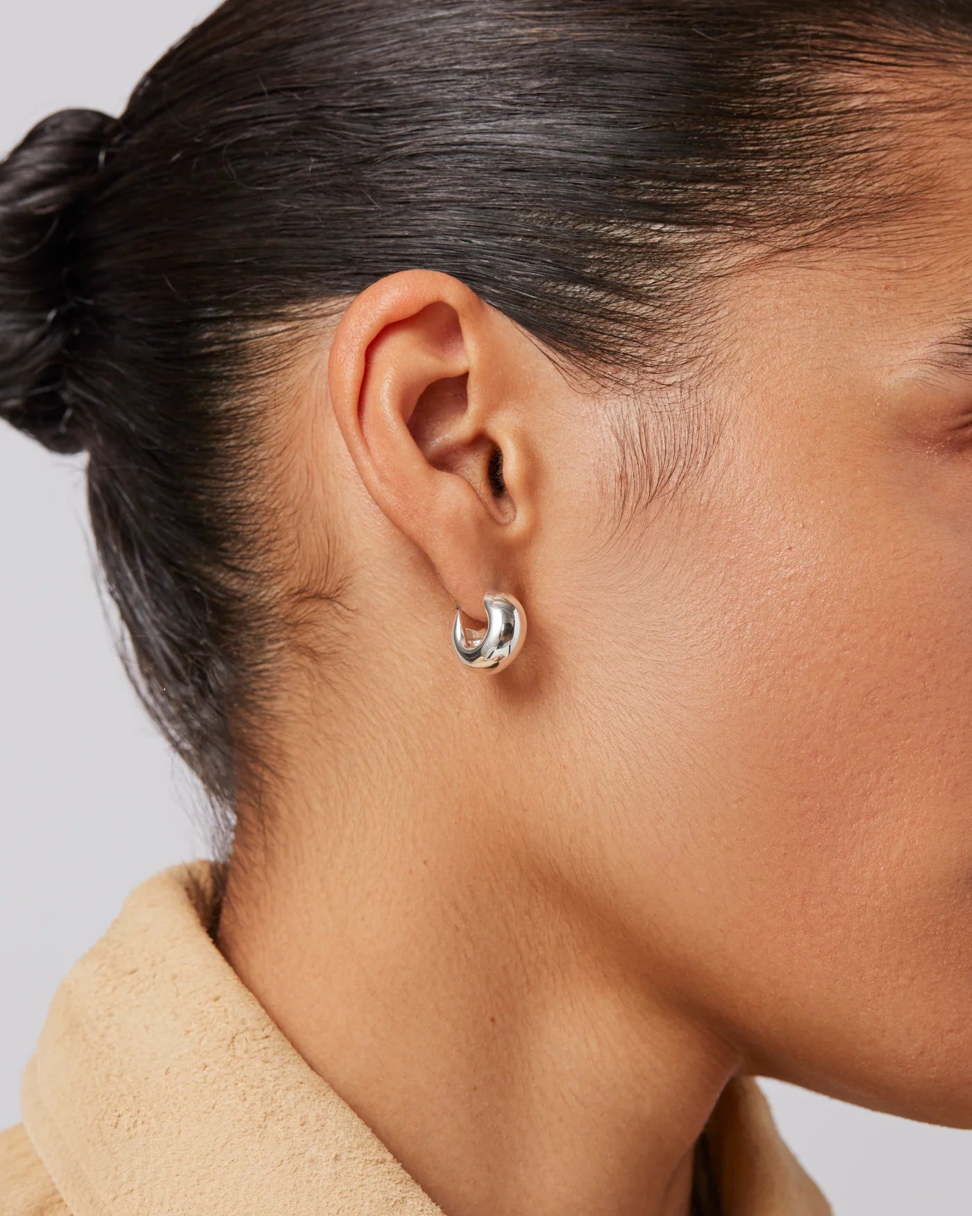 Mini Tome Hoop Earrings in Silver