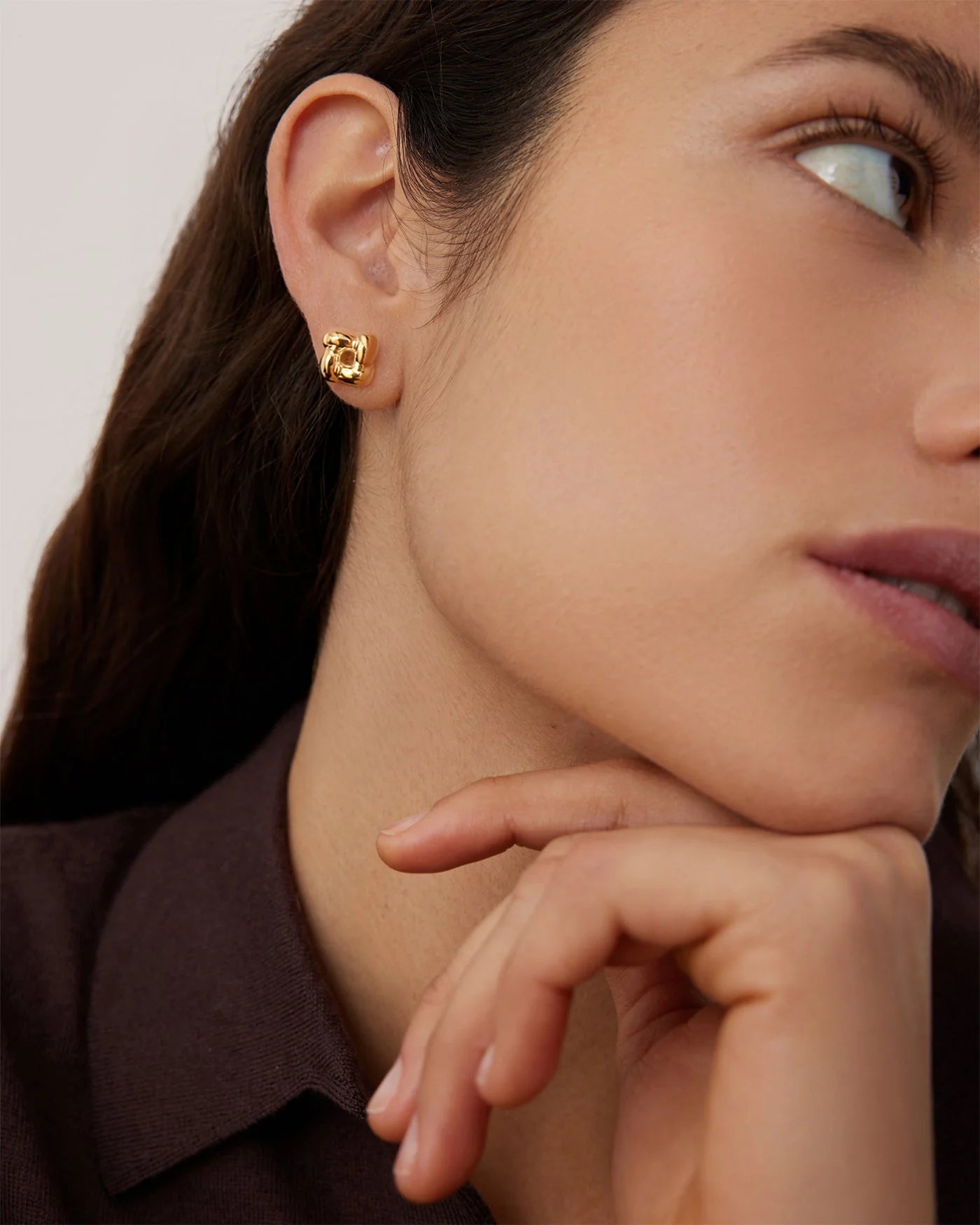 Mini Woven Square Earrings in Gold