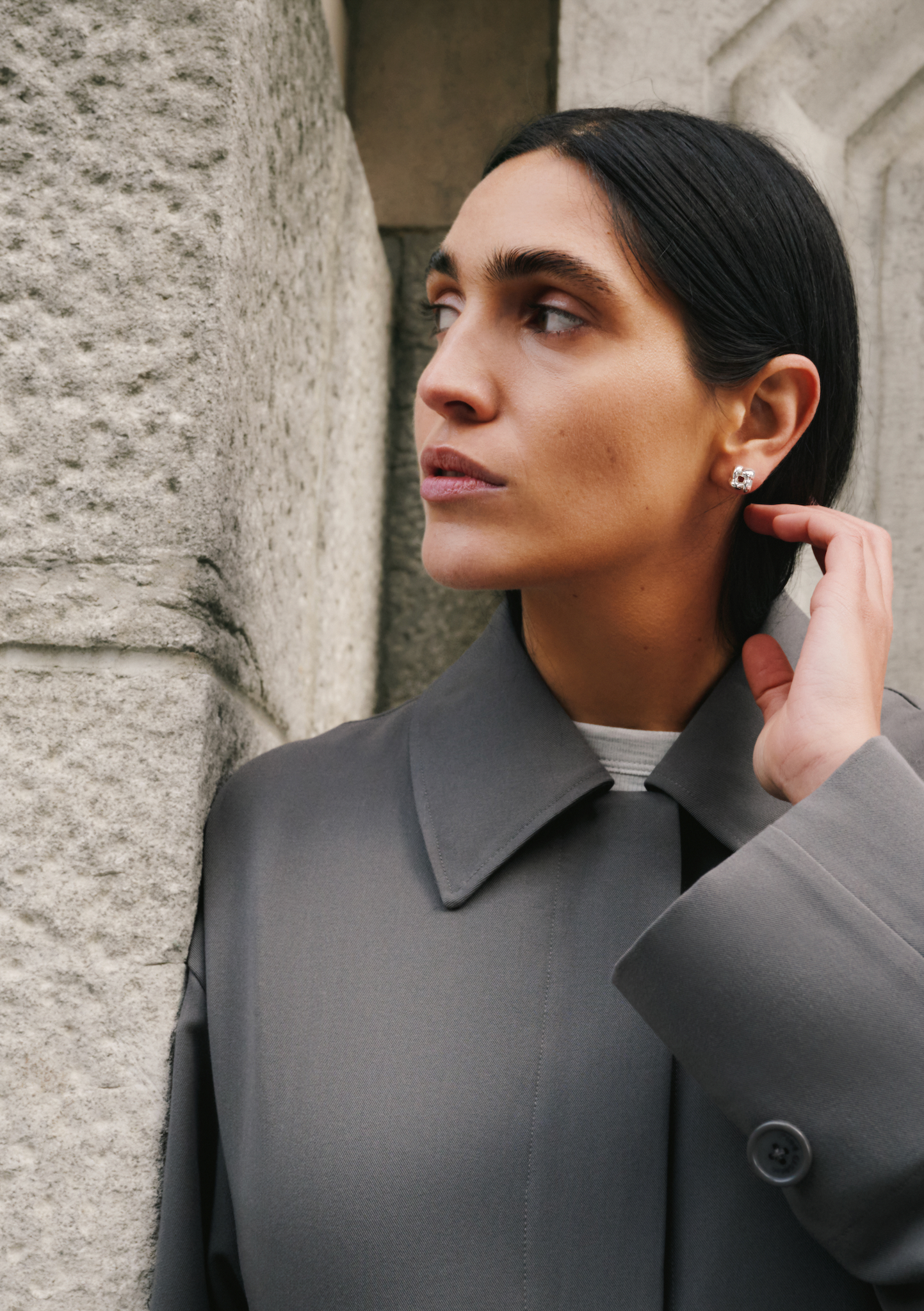 Mini Woven Square Earrings in Silver