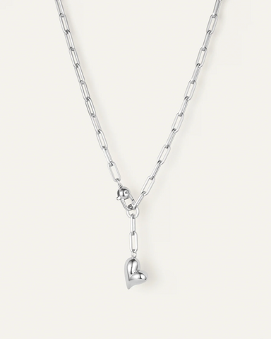 Puffy Heart Necklace in Silver