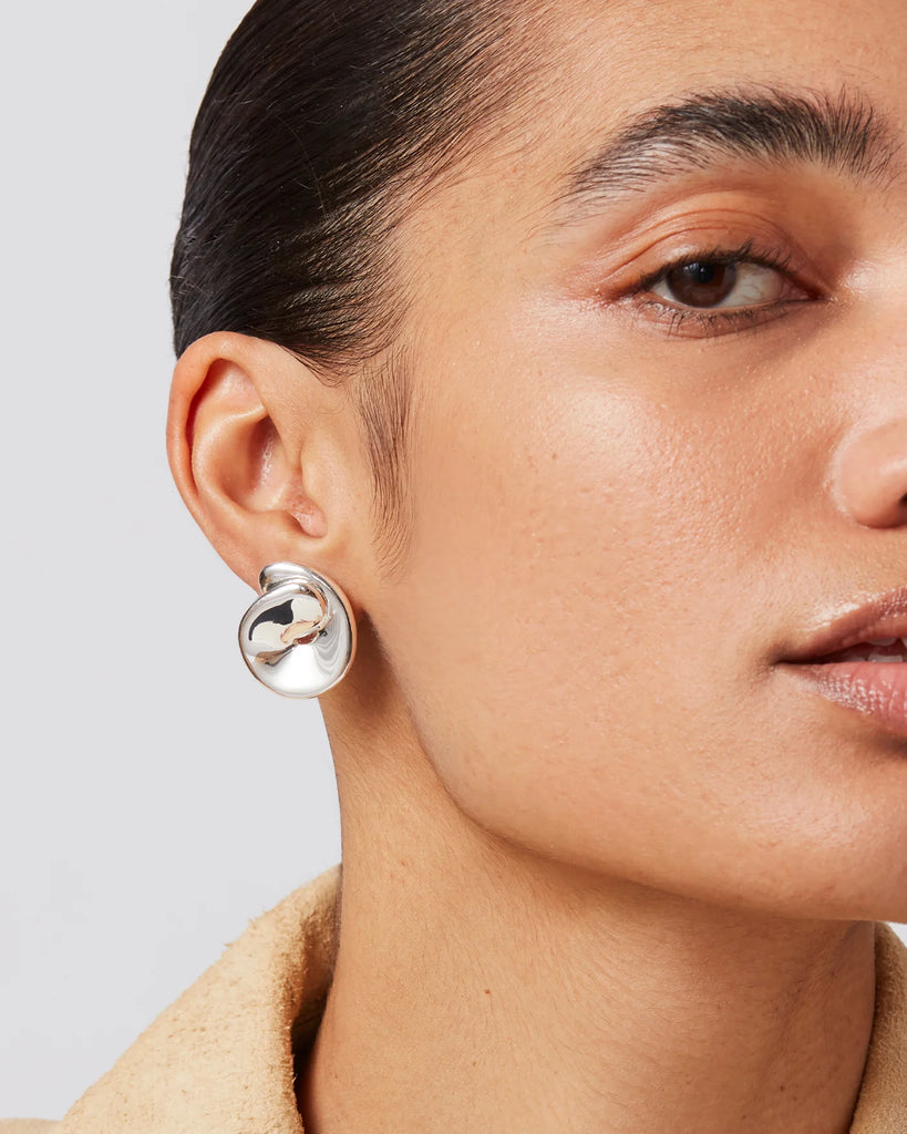 Rio Button Earrings in Silver