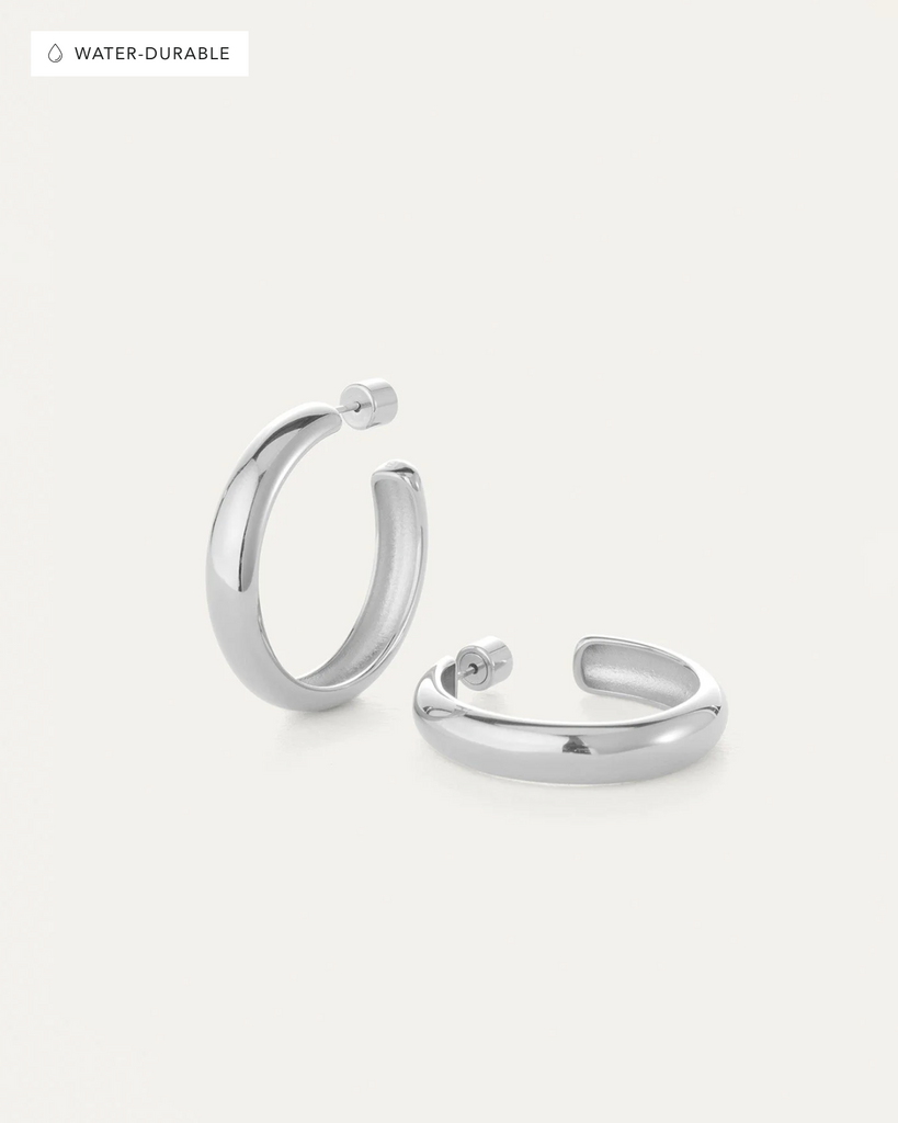 Staple Hoops Large in Silver