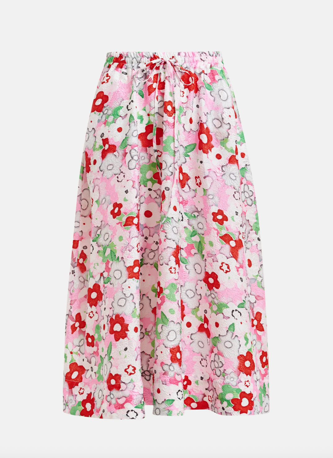 Julianne Floral Jacquard Midi Skirt in Off-White and Multicolor