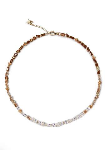 Julie Necklace in Gold and Espresso Color Crystals