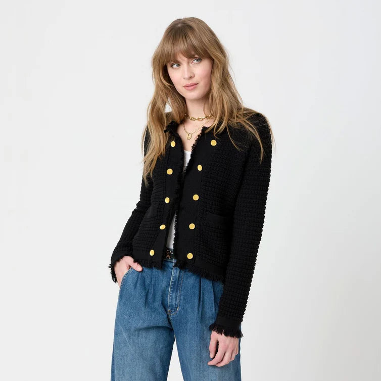 Black fringed cardigan hotsell