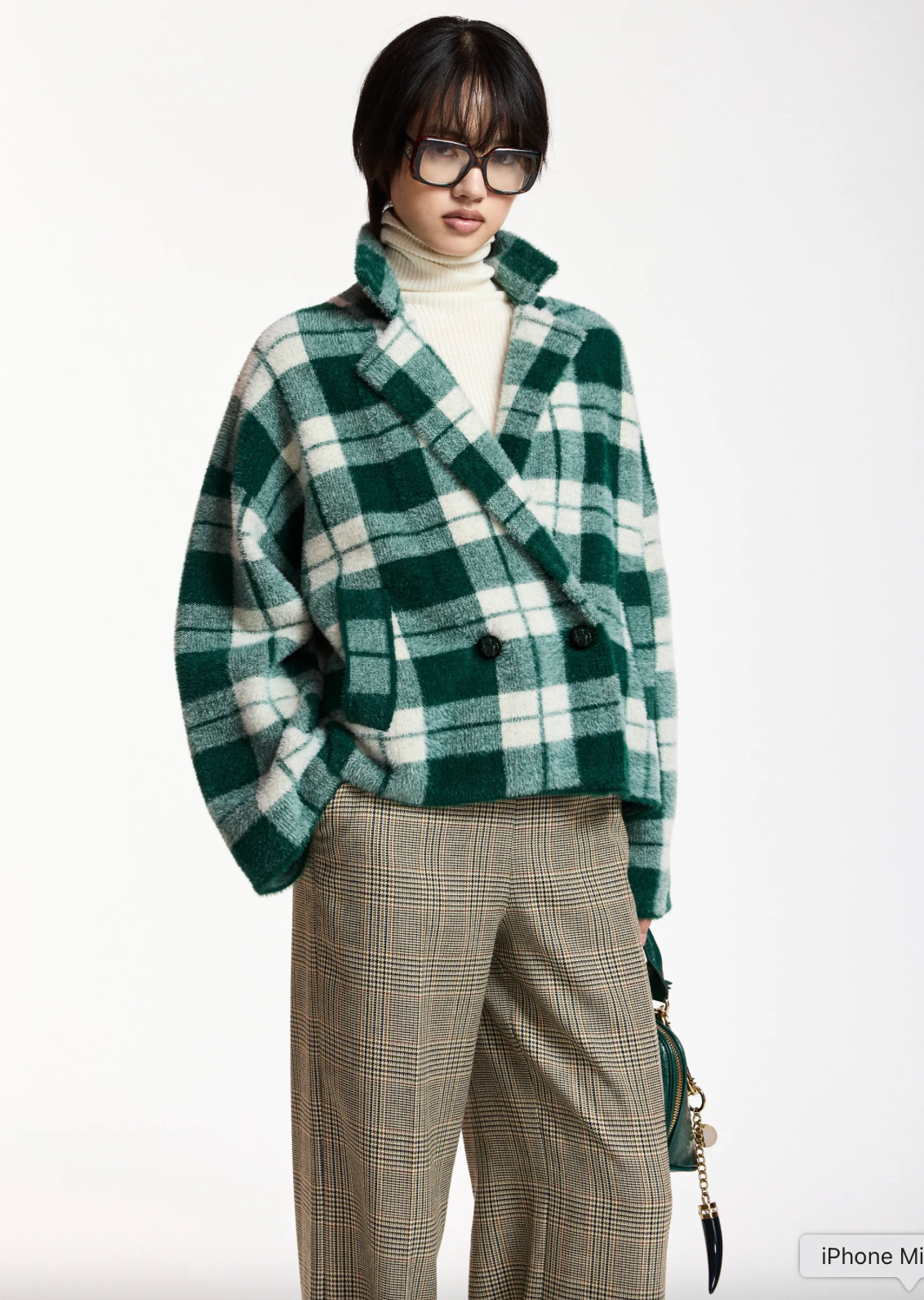 Karreau Check Knitted Jacket in Forst Whisper