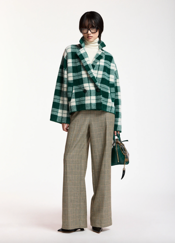 Karreau Check Knitted Jacket in Forst Whisper
