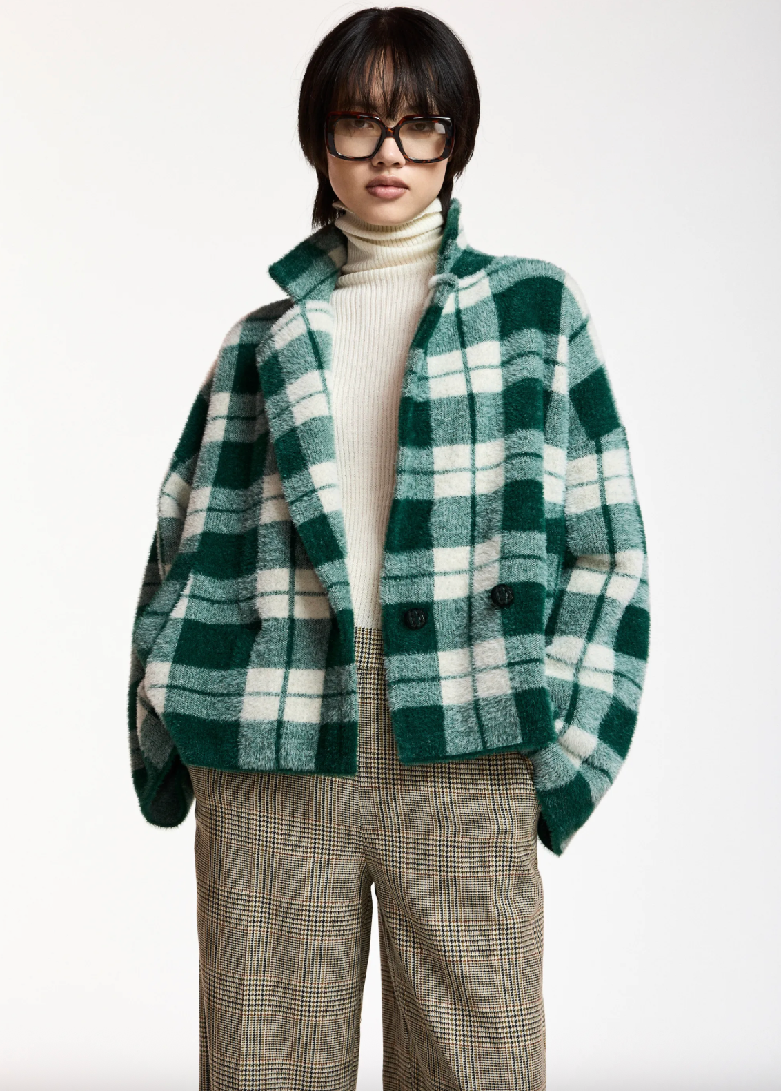 Karreau Check Knitted Jacket in Forst Whisper