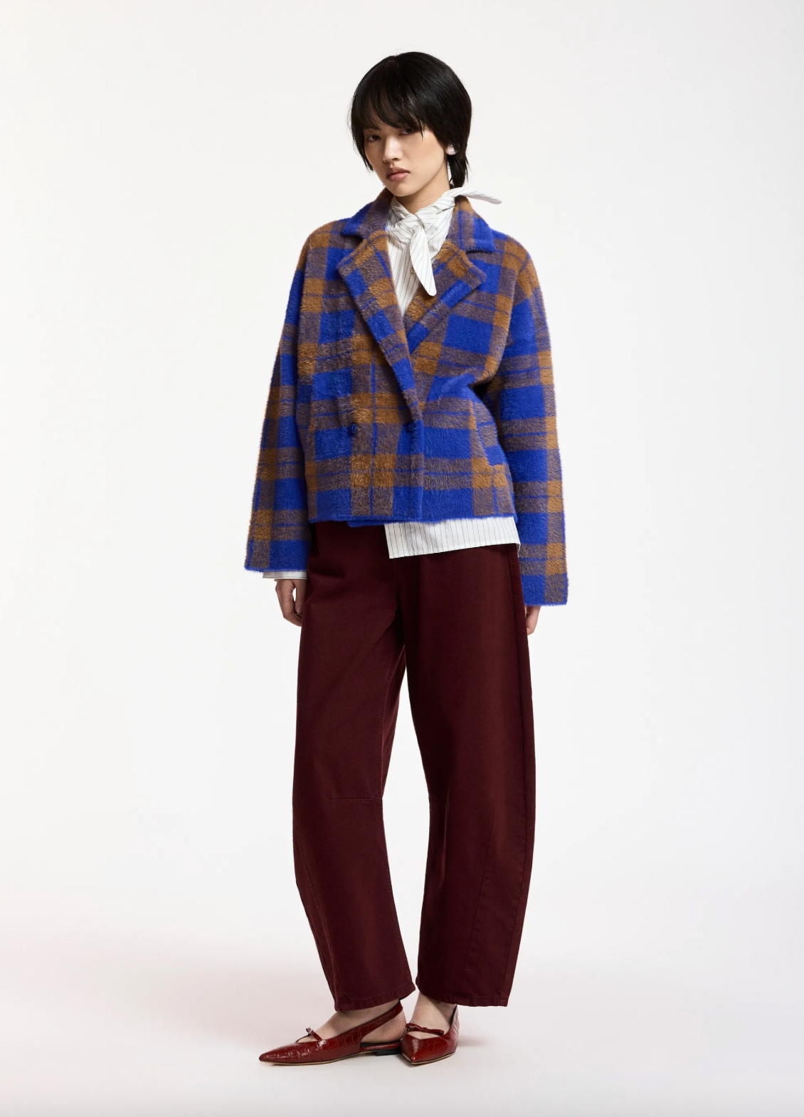 Karreau Check Knitted Jacket in Indigo Ink