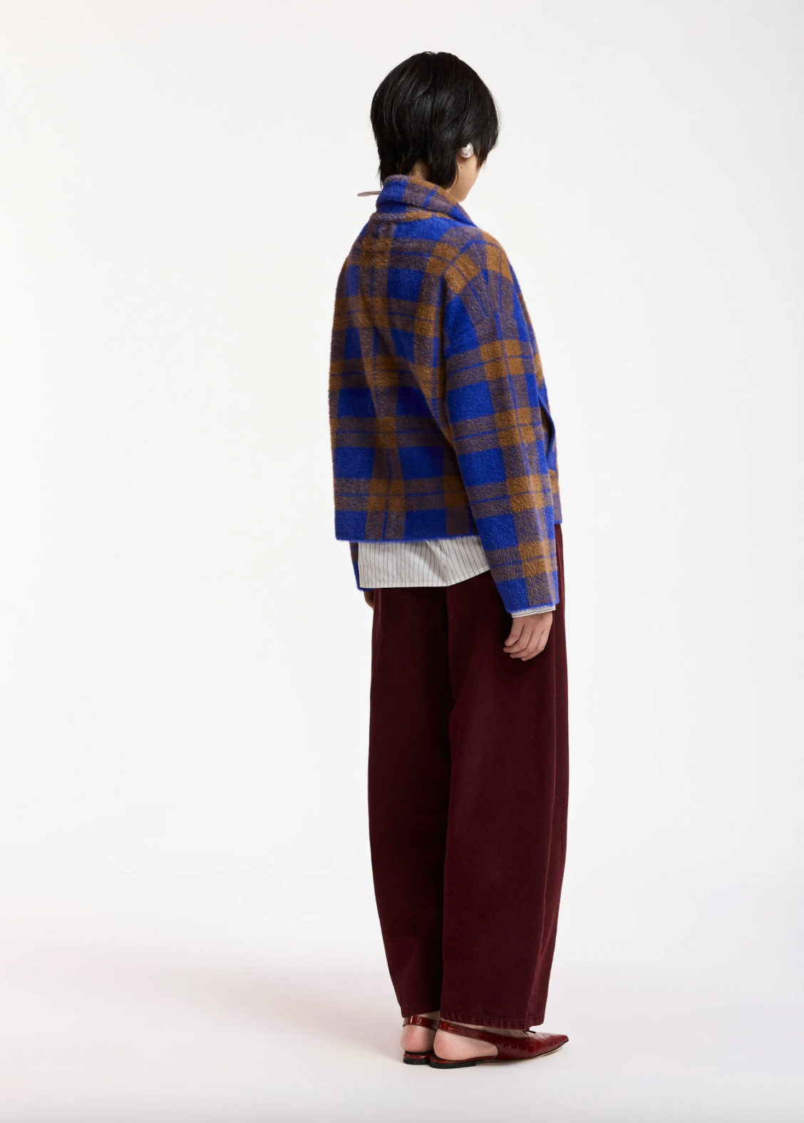 Karreau Check Knitted Jacket in Indigo Ink