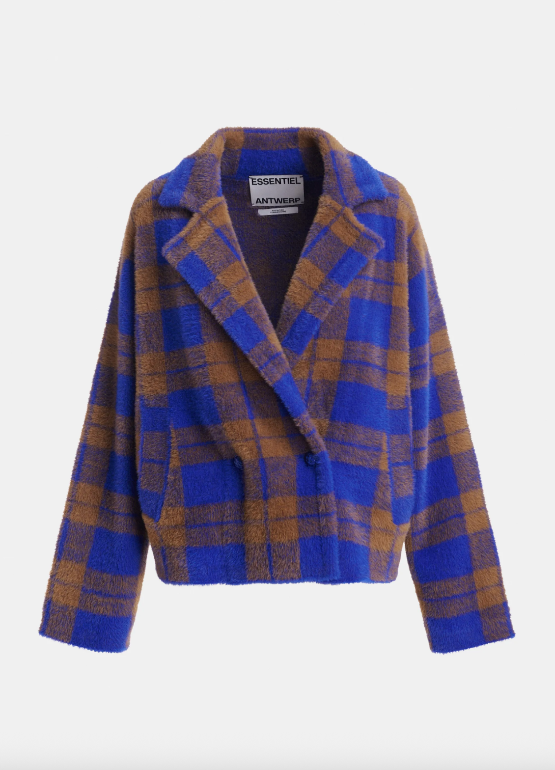 Karreau Check Knitted Jacket in Indigo Ink