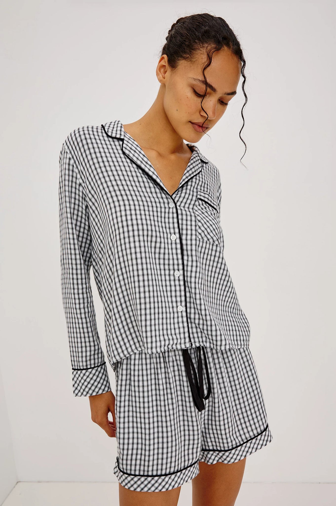 Kellen Pajama Set in Black White Gingham