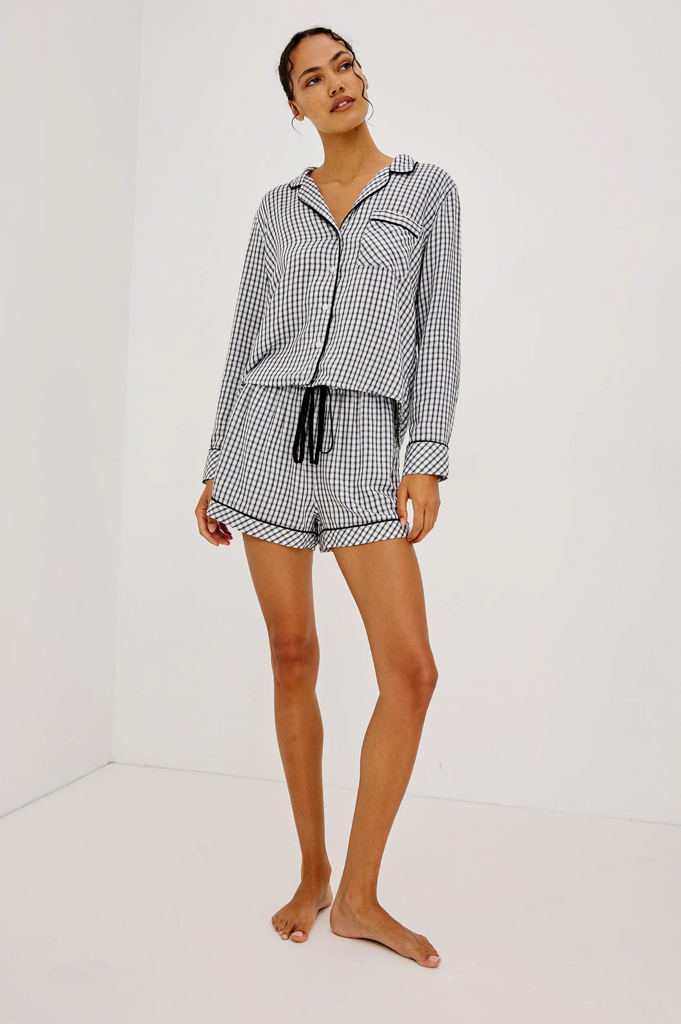 Kellen Pajama Set in Black White Gingham