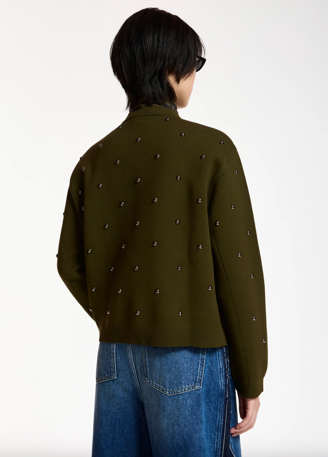 Klou Pullover with Studs in Khaki Mission
