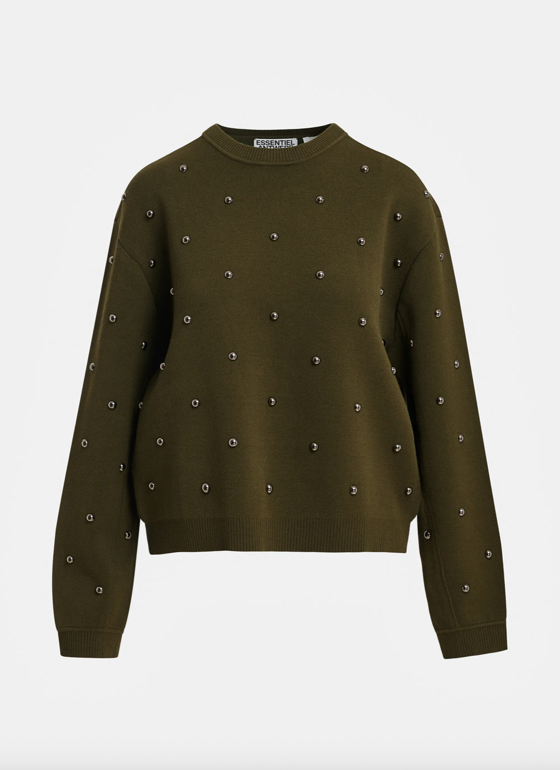 Klou Pullover with Studs in Khaki Mission