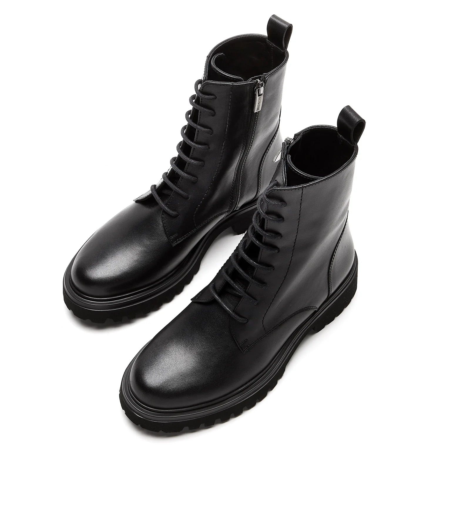 Knowledge Leather Lace Up Boot in Black