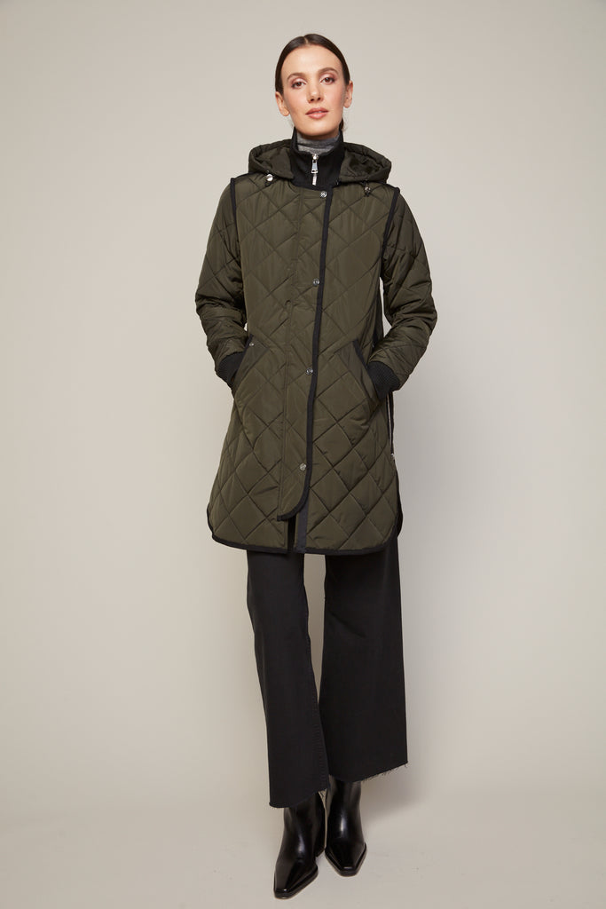Libby Quilted Coat in Forest Green