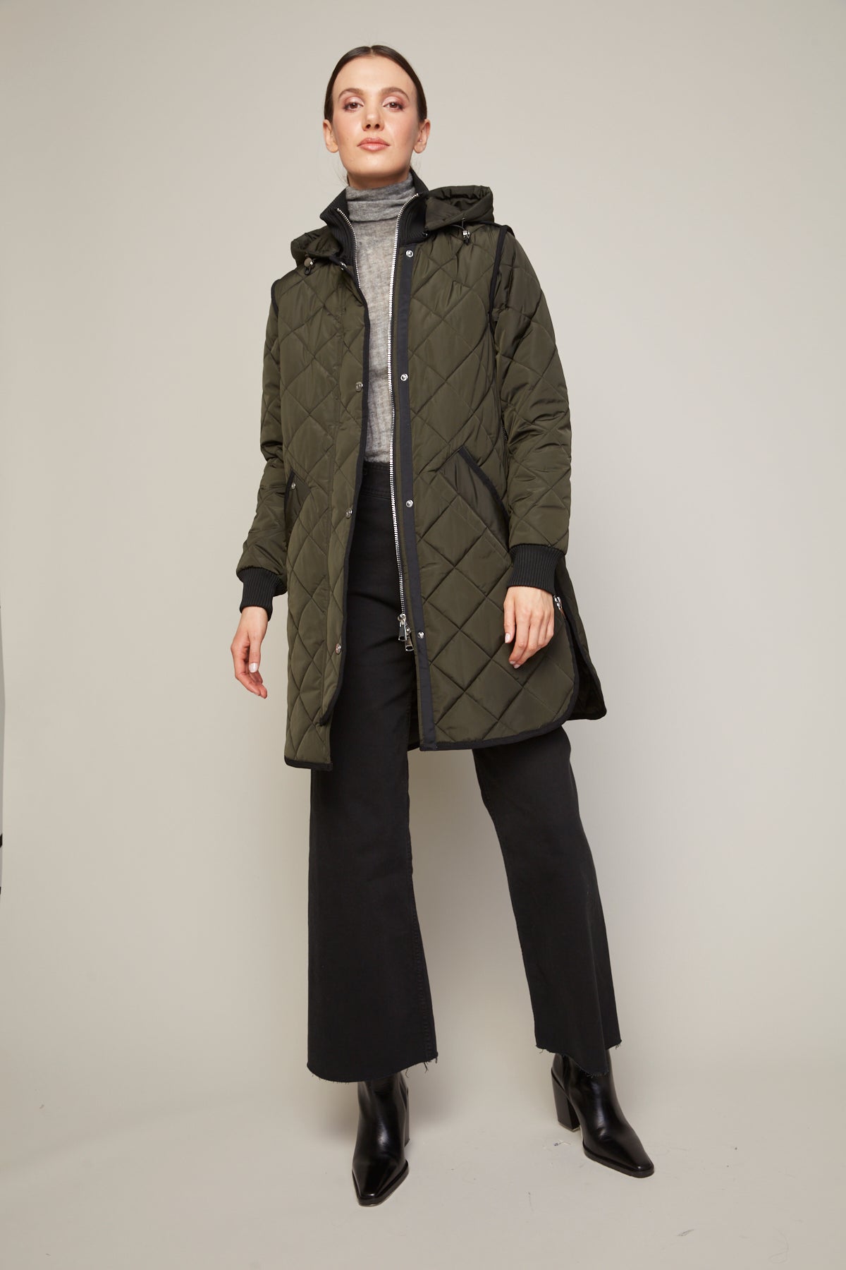 Libby Quilted Coat in Forest Green