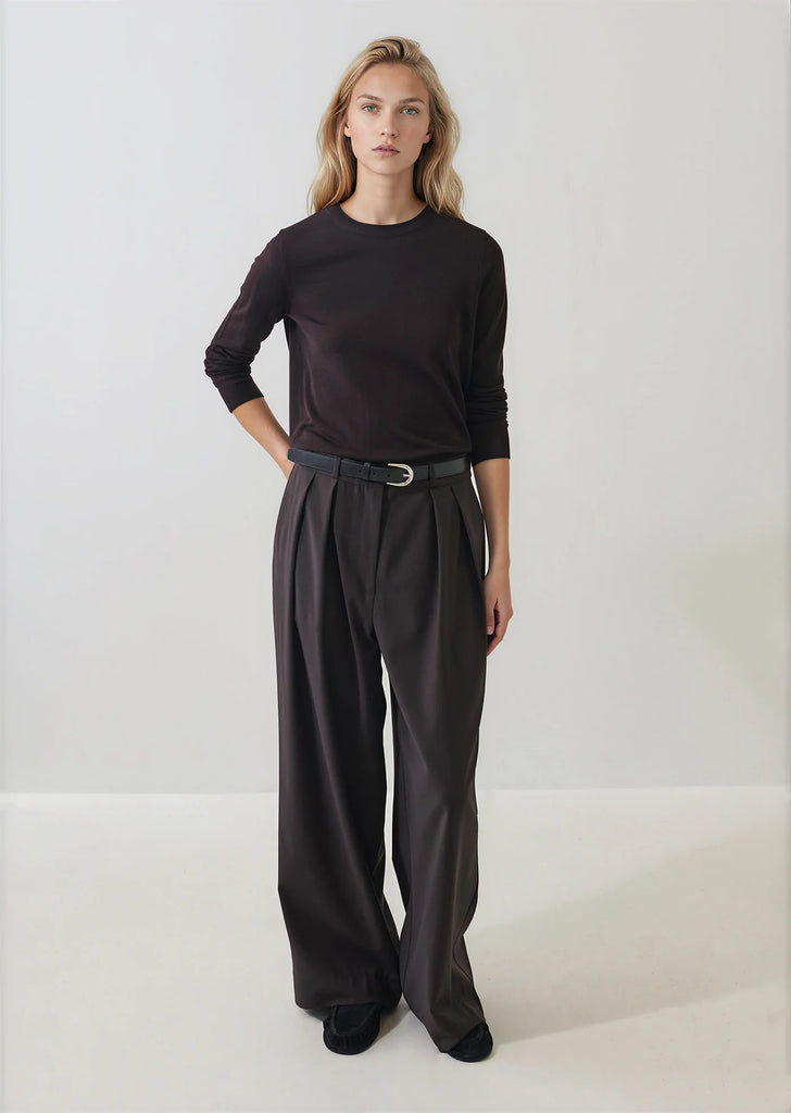 LS Extrafine Merino Classic Crew in Turkish Coffee