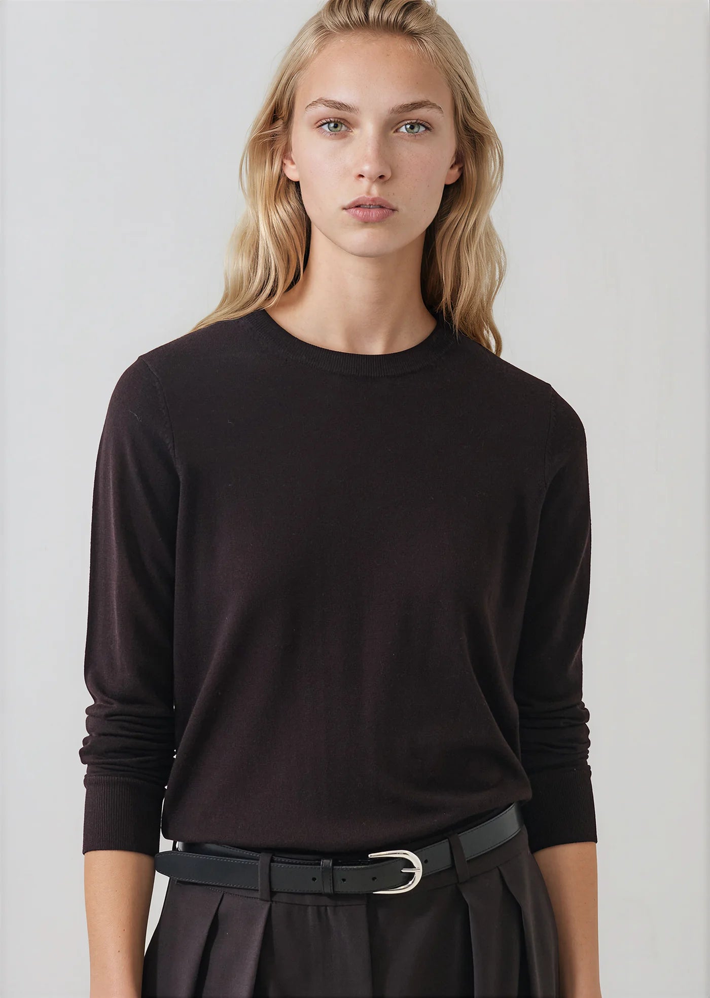 LS Extrafine Merino Classic Crew in Turkish Coffee