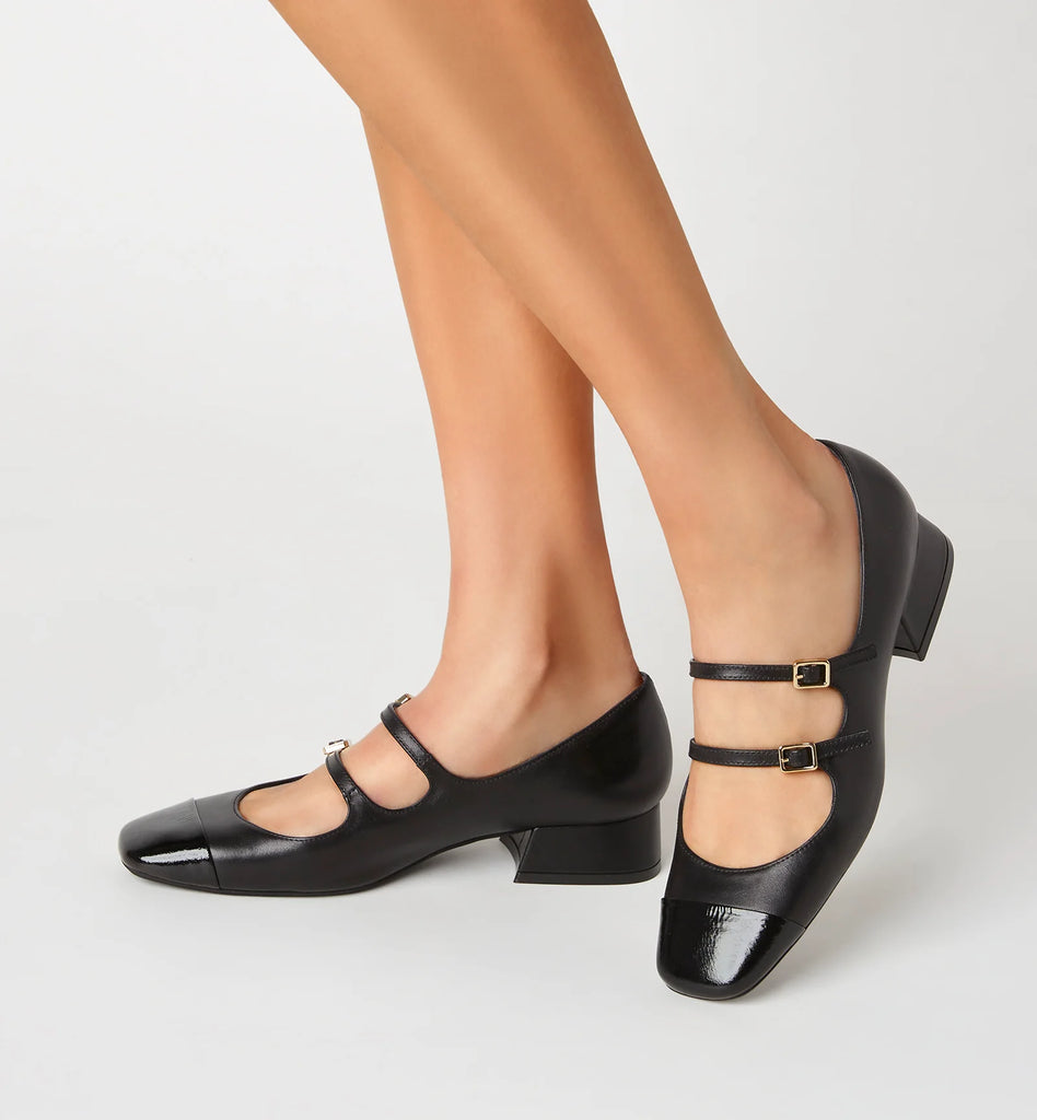 Beka Mary Jane Leather Heel in Black