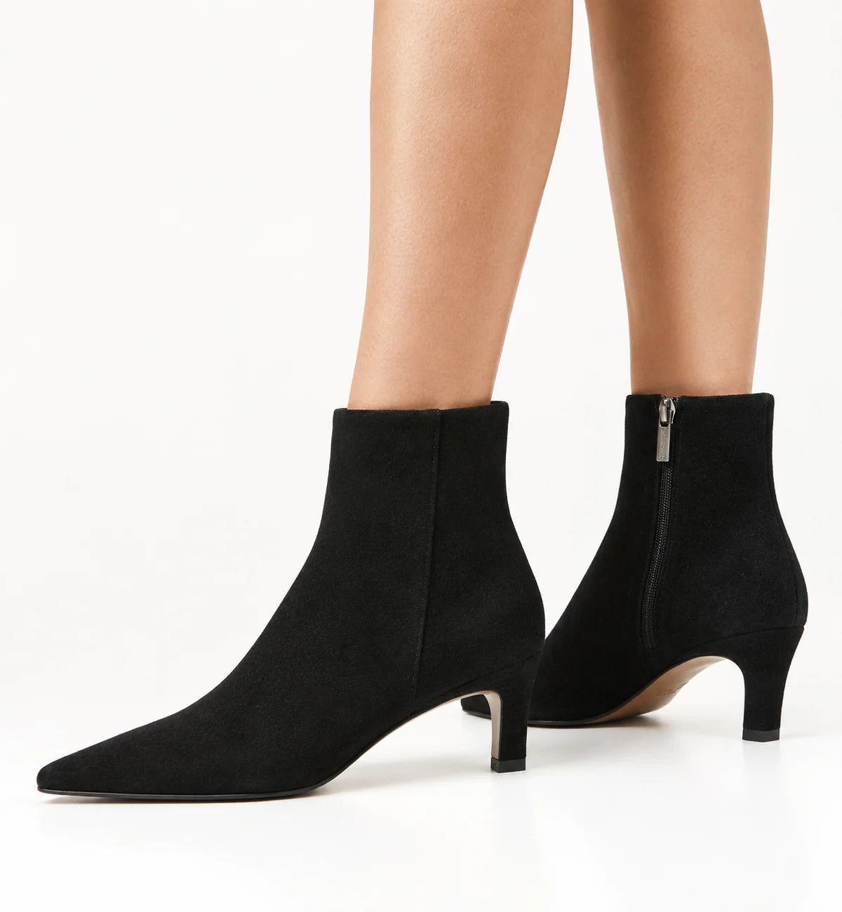 Bev Suede Heeled Bootie in Black