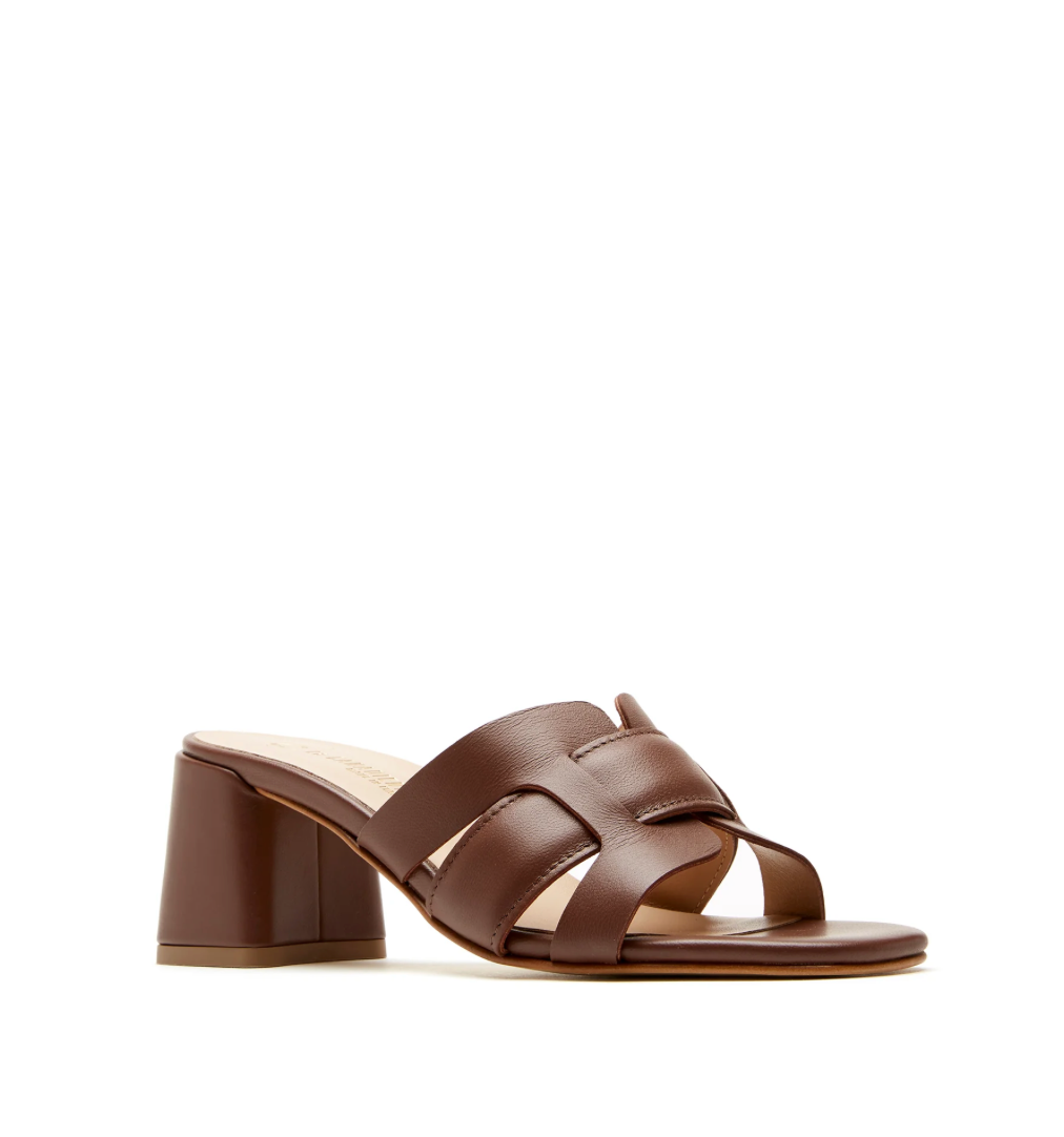 Fleetwood Heeled Leather Sandal in Brown