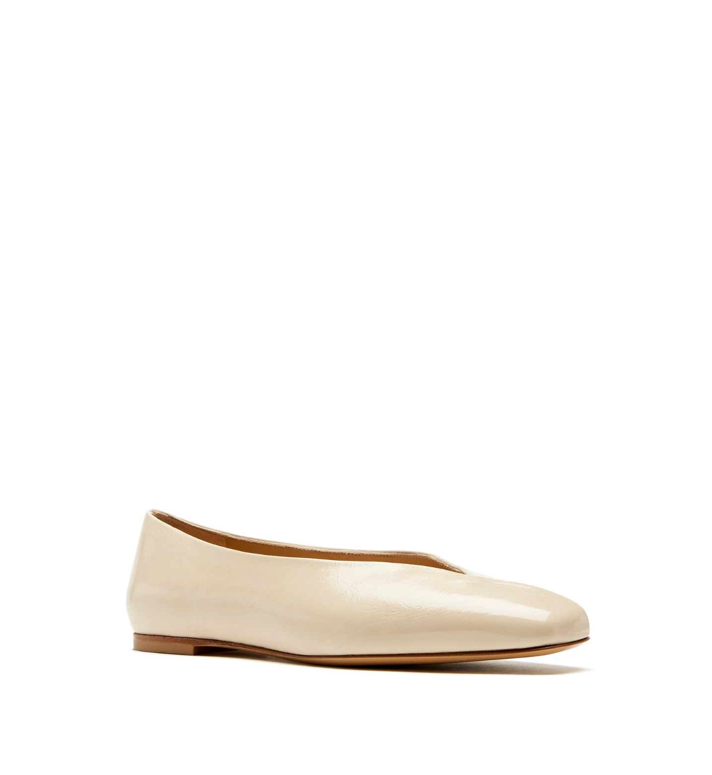 Jersey Leather Flat in Beige