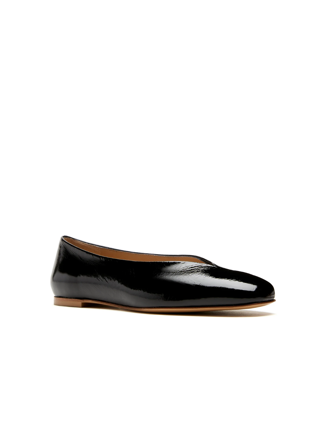 Jersey Leather Flat in Black