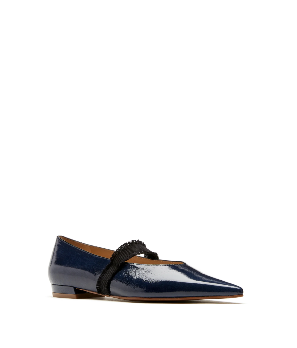 Journey Crushed Leather Flat in Navy