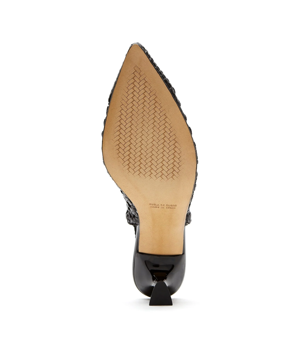 Pump Slingback Woven Leather Pump in Black