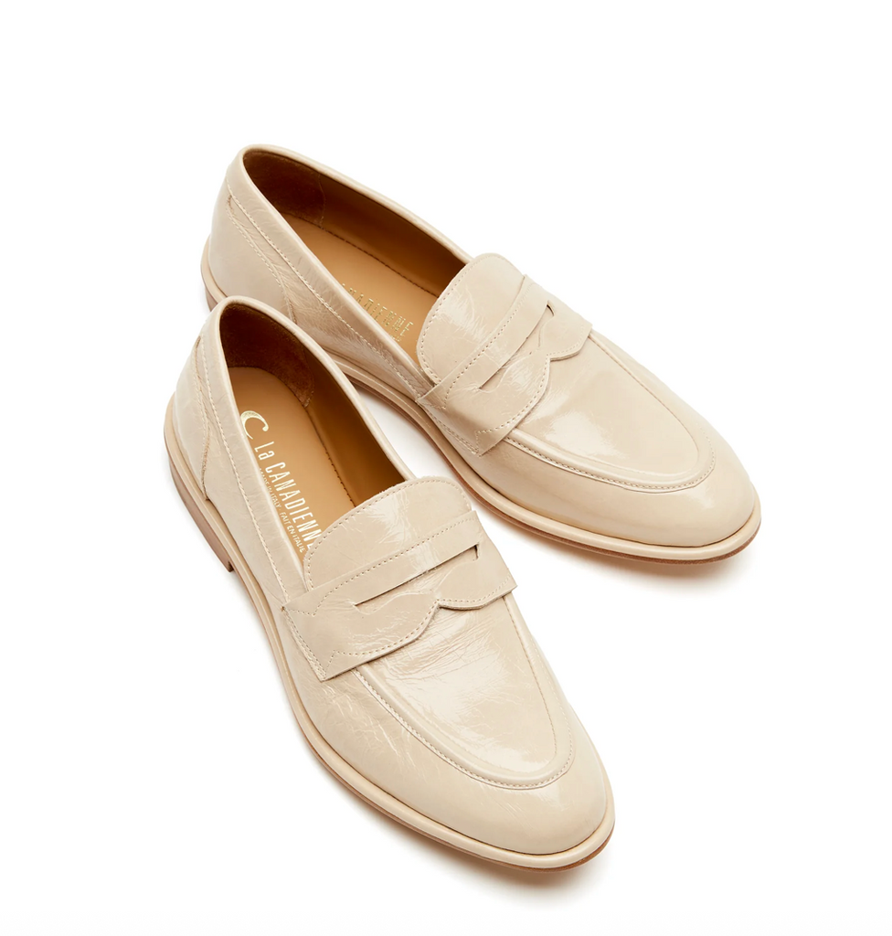 Trinity Crushed Leather Loafer in Beige