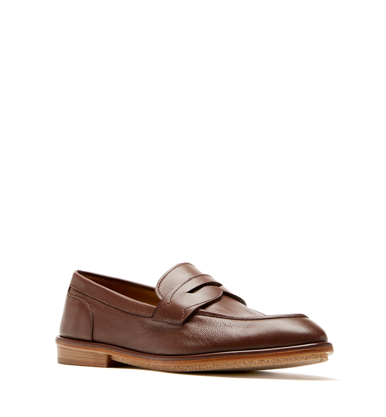 Trinity Crushed Leather Loafer in Brown