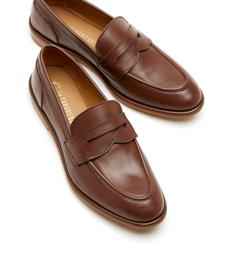 Trinity Crushed Leather Loafer in Brown