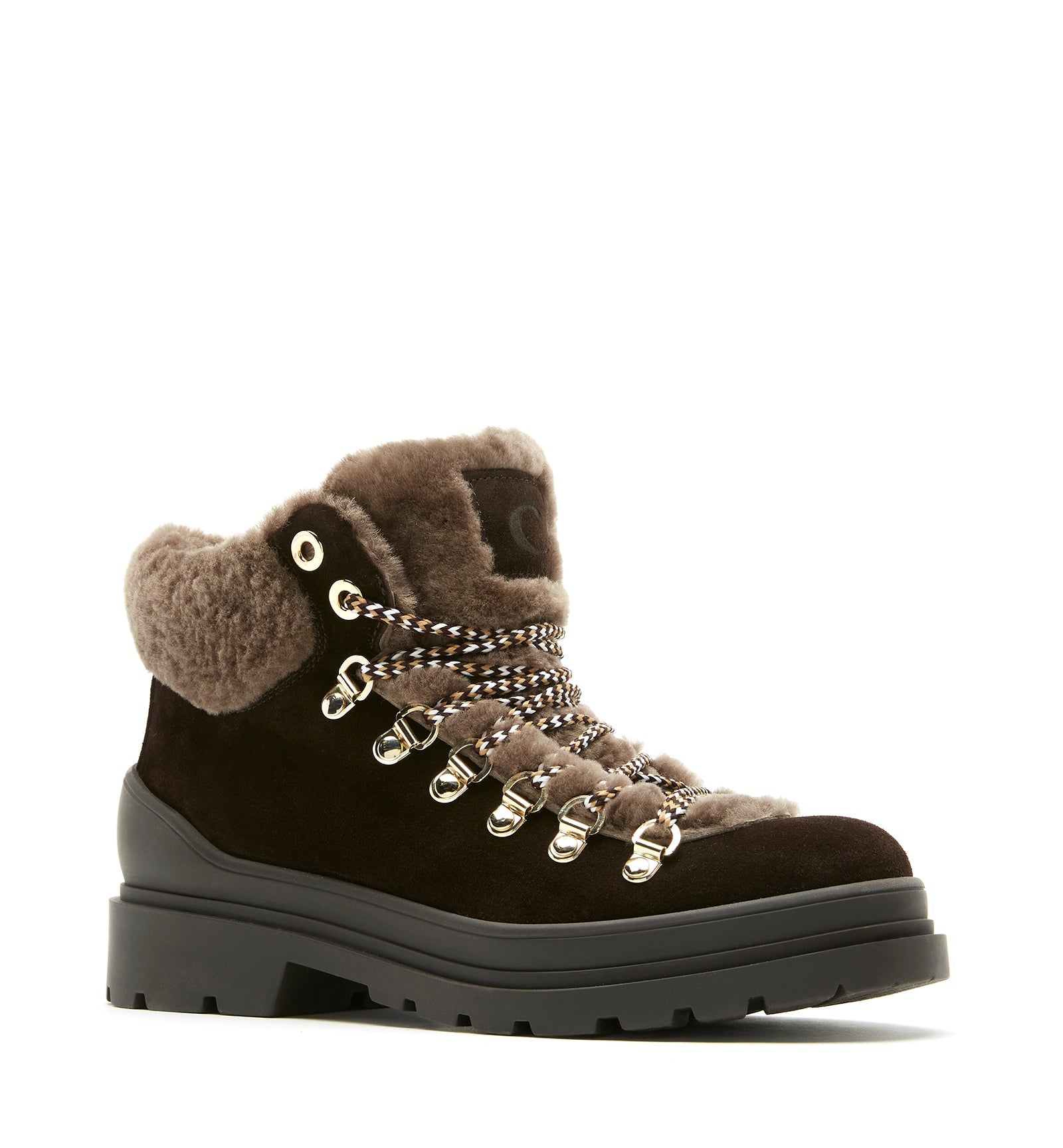 Laugh Shearling Lined Suede Bootie in Brunette