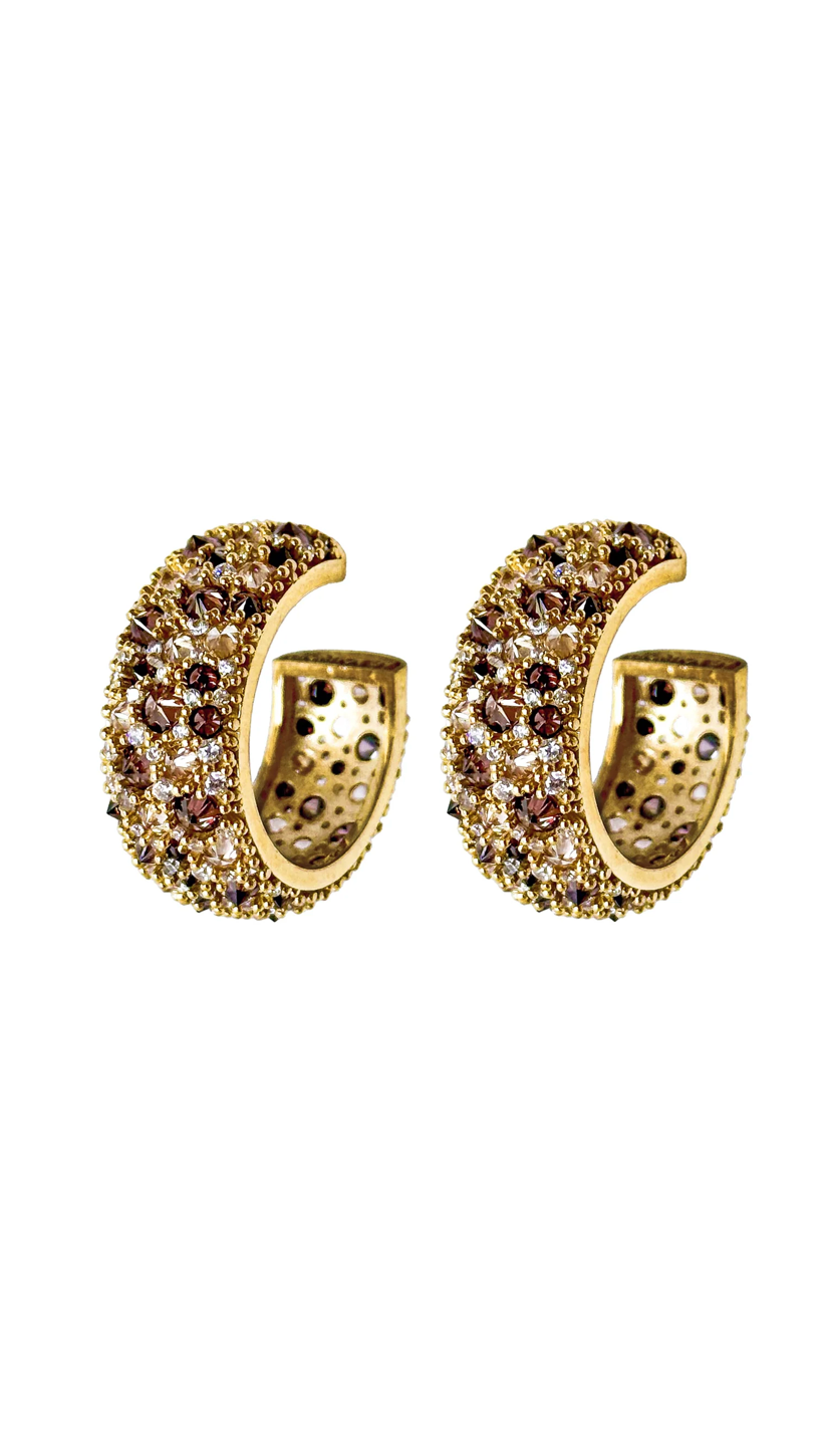 Leary Hoop in Gold and Leopard Crystals