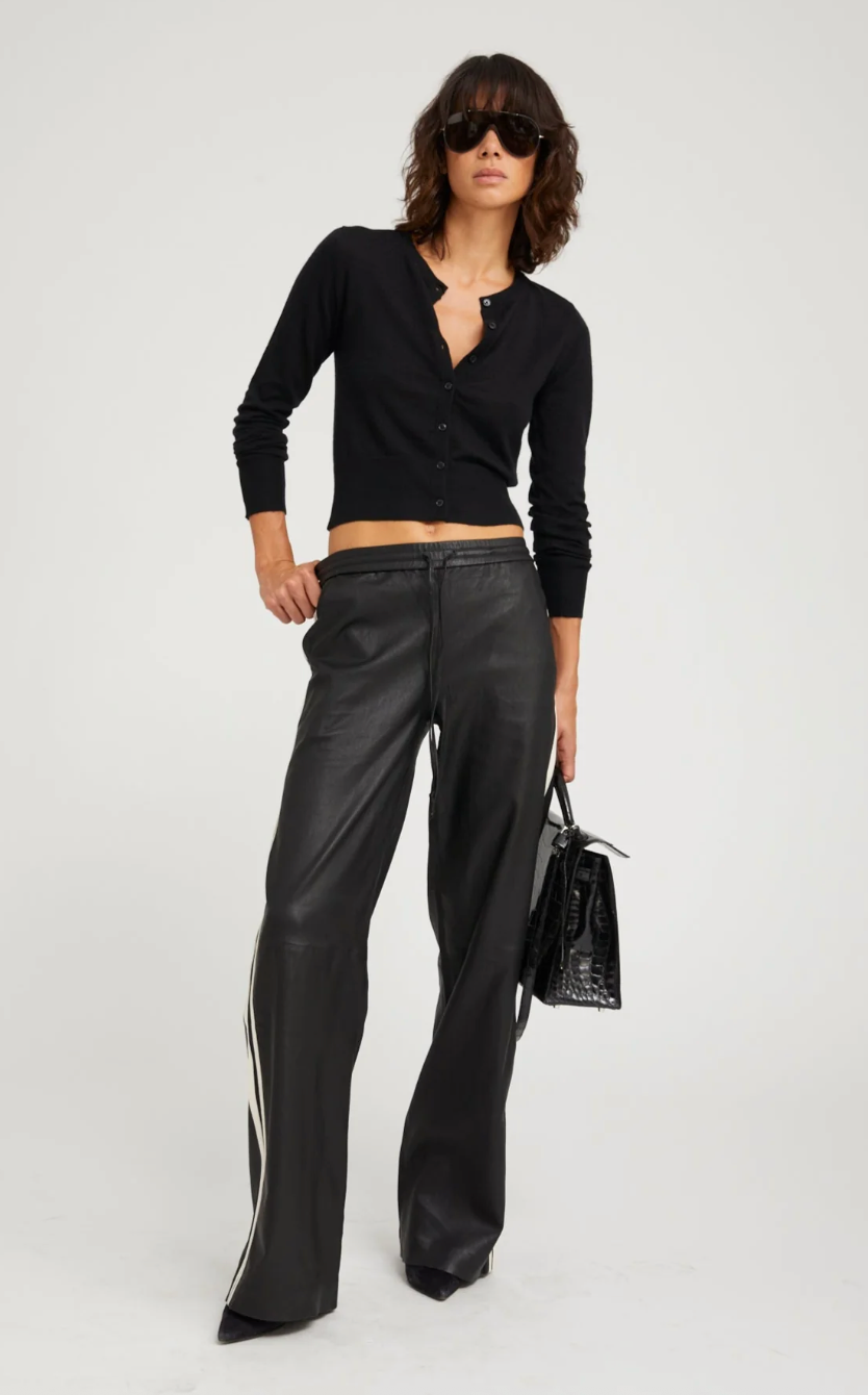 Leather Athletic Pants in Black