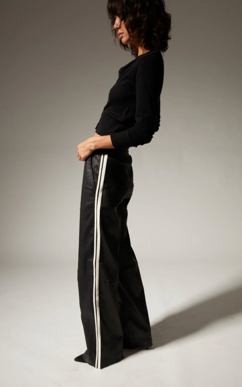 Leather Athletic Pants in Black