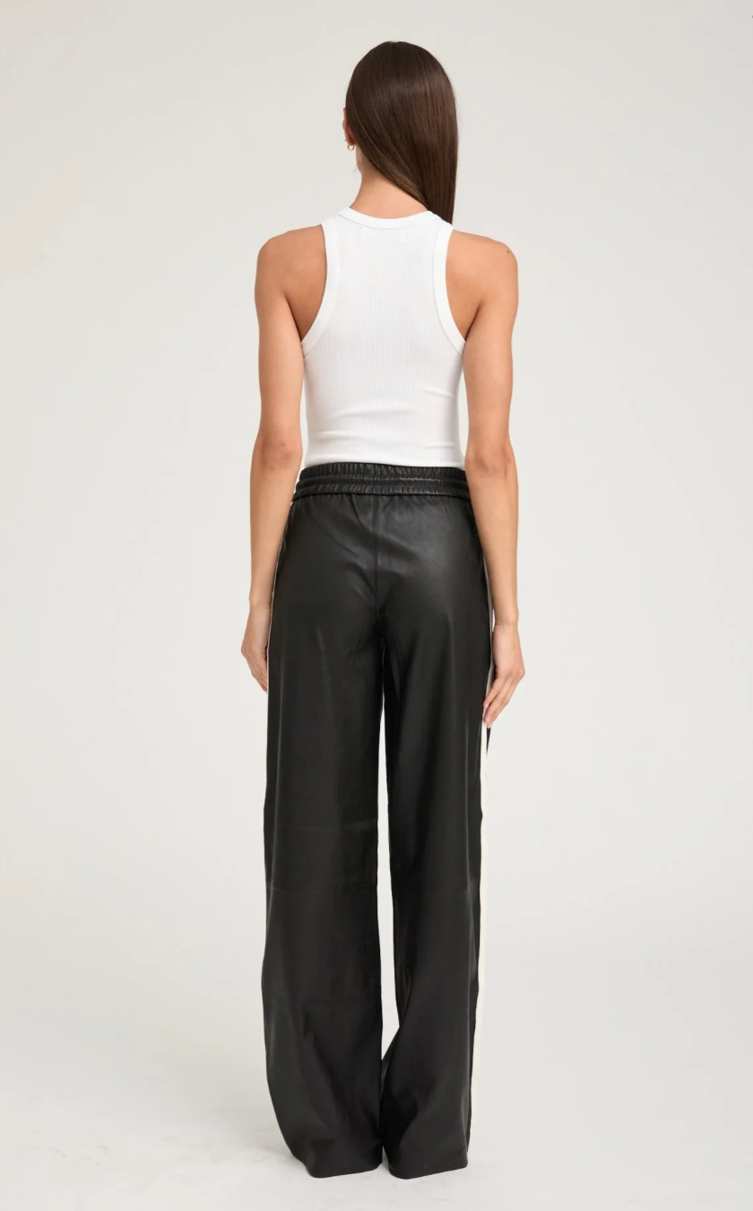 Leather Athletic Pants in Black