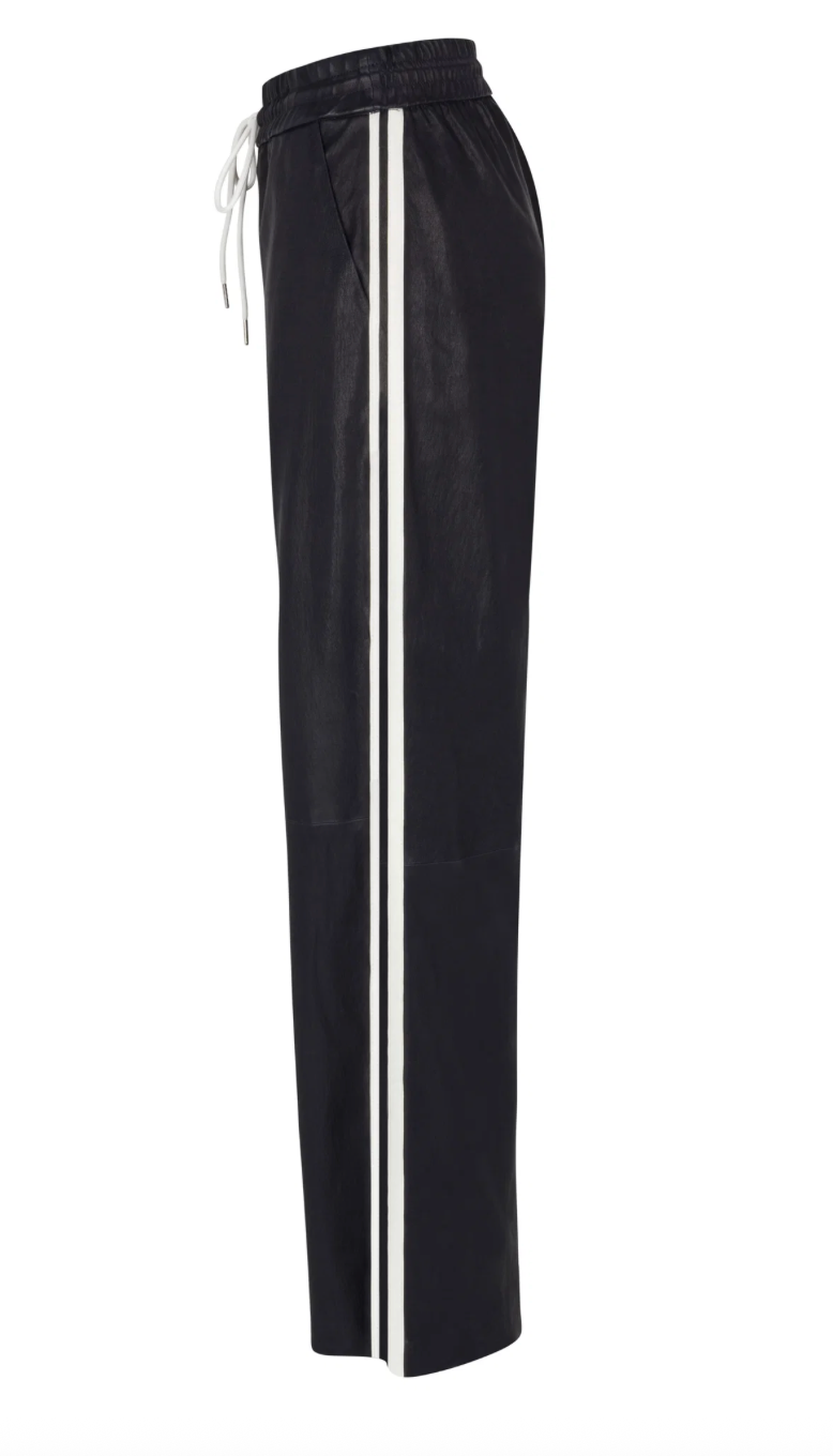 Leather Athletic Pants in Black
